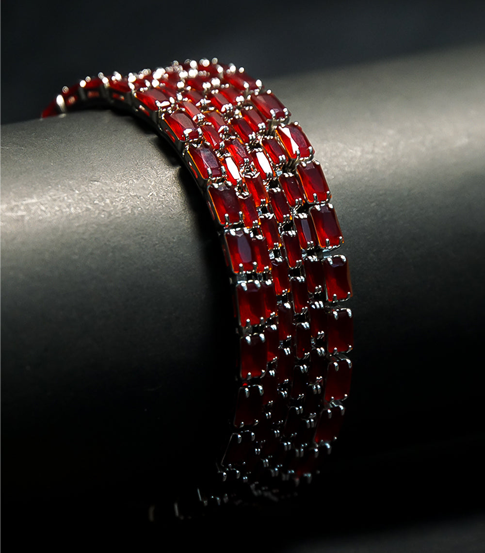 Crystal Red Stone Bangles – Set of 6