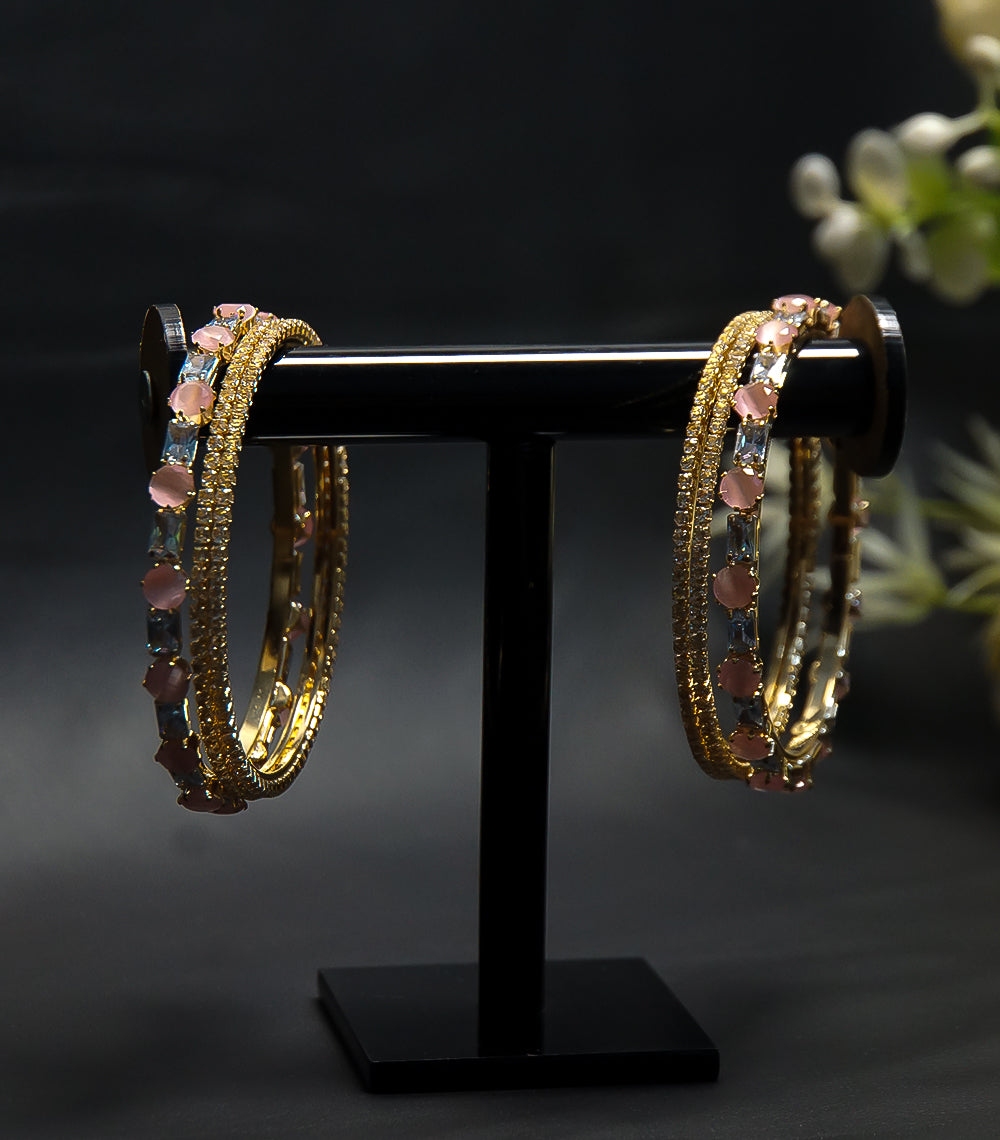 Light Pink Crystal Bangles – 6-Piece Set
