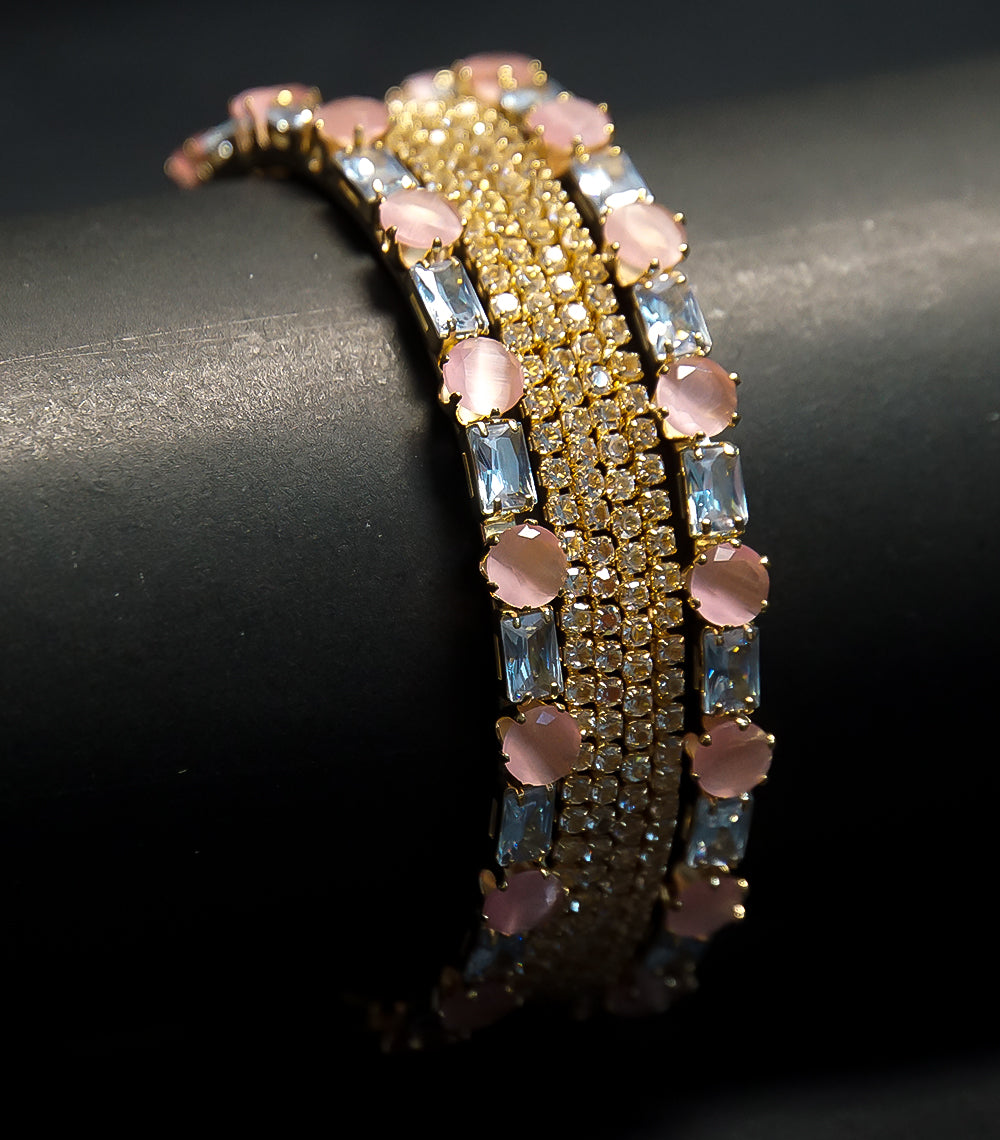 Light Pink Crystal Bangles – 6-Piece Set