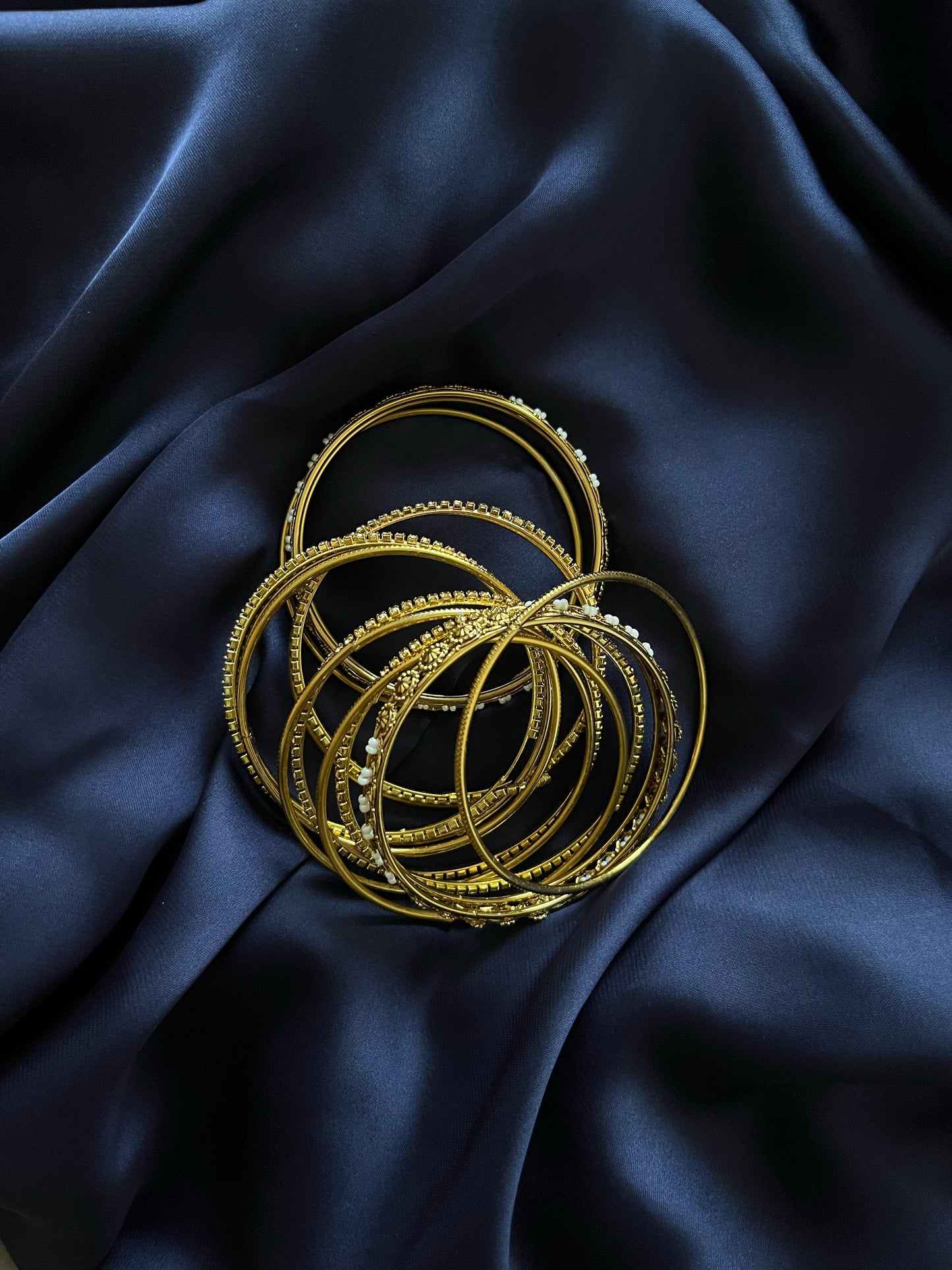Golden Bangles with White Pearl