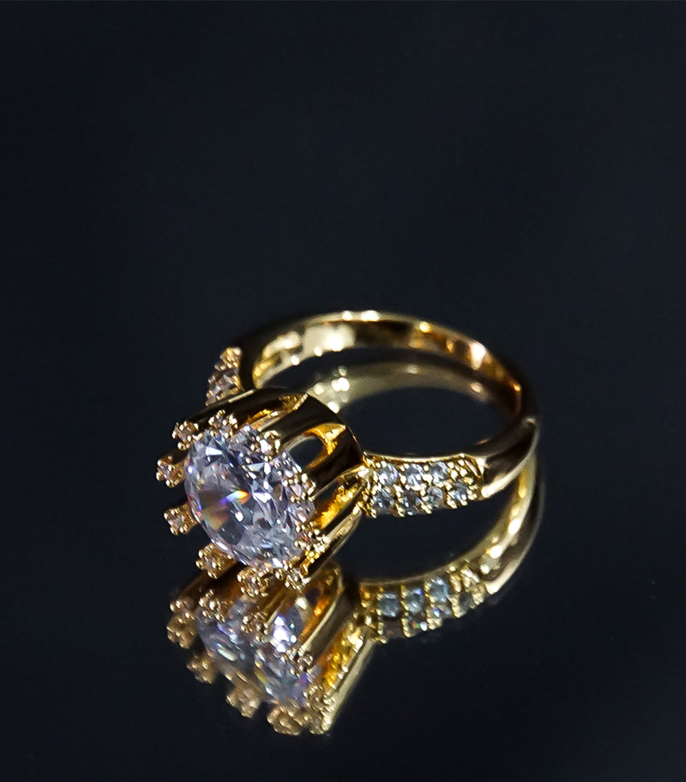 Golden Ring With White Stone