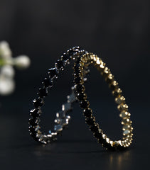 Black and Silver Stone Bangles – Set of 3