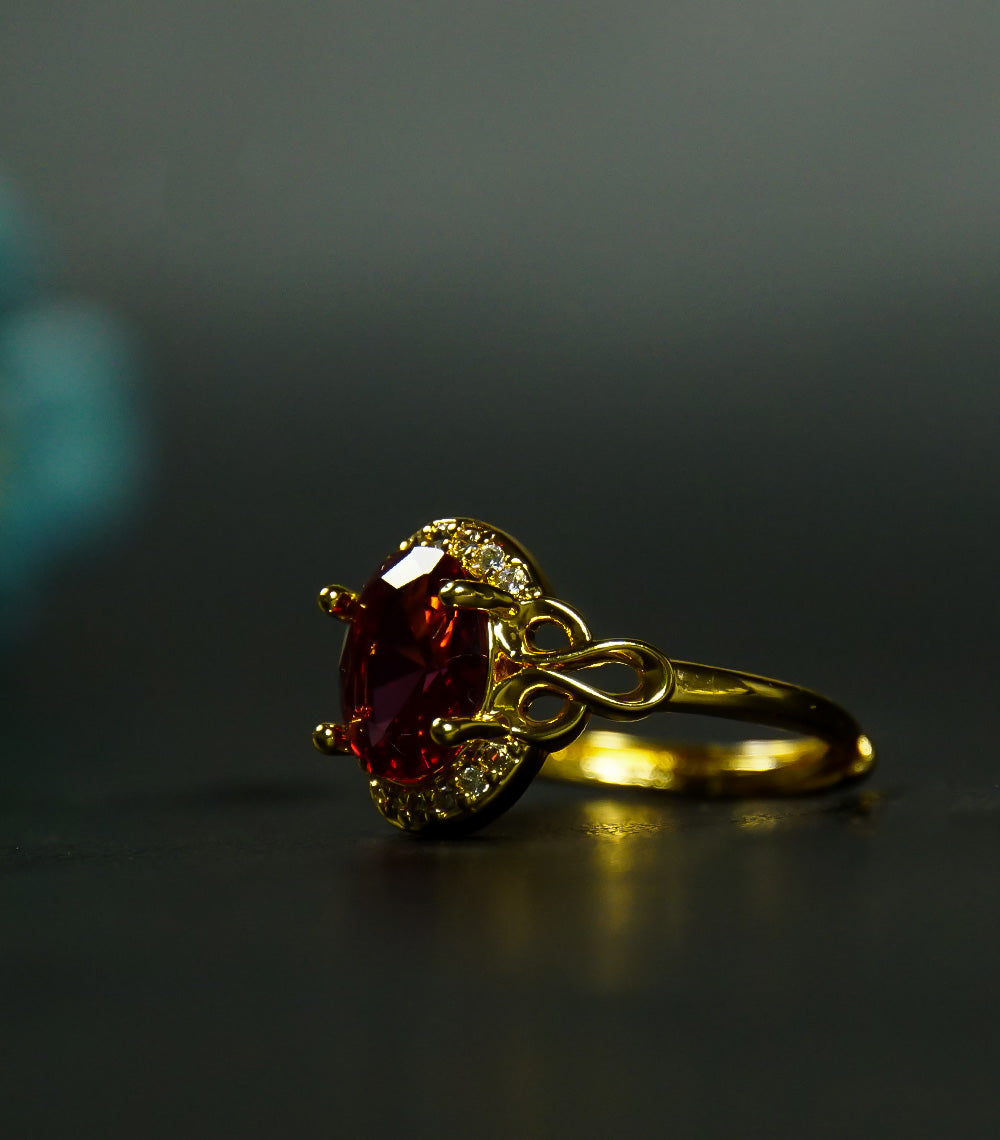 Golden Ring With Red Stone