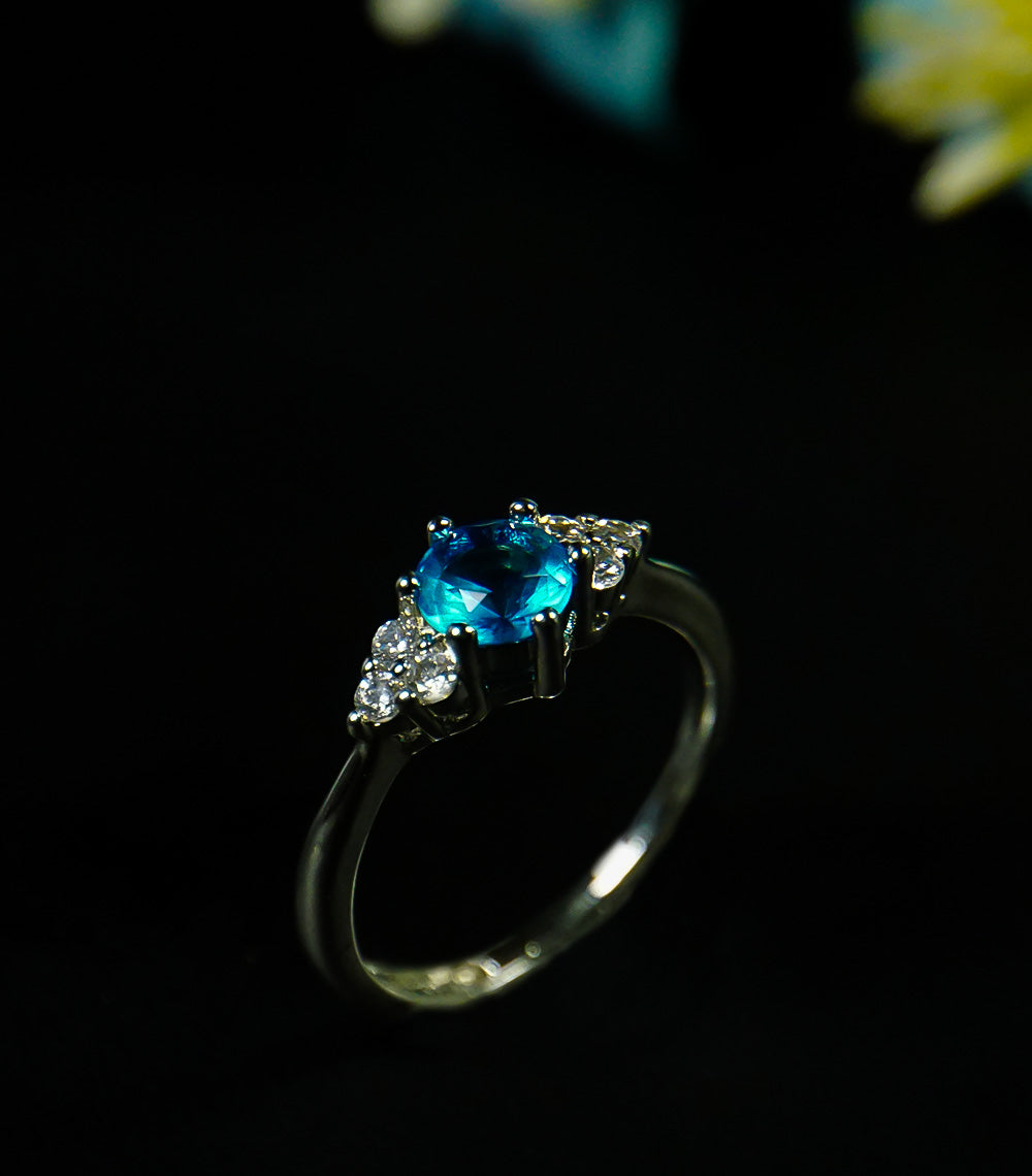 Silver Ring with sky blue stone