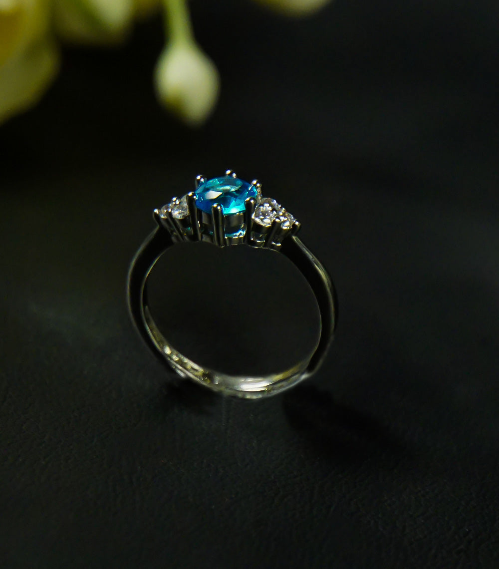 Silver Ring with sky blue stone