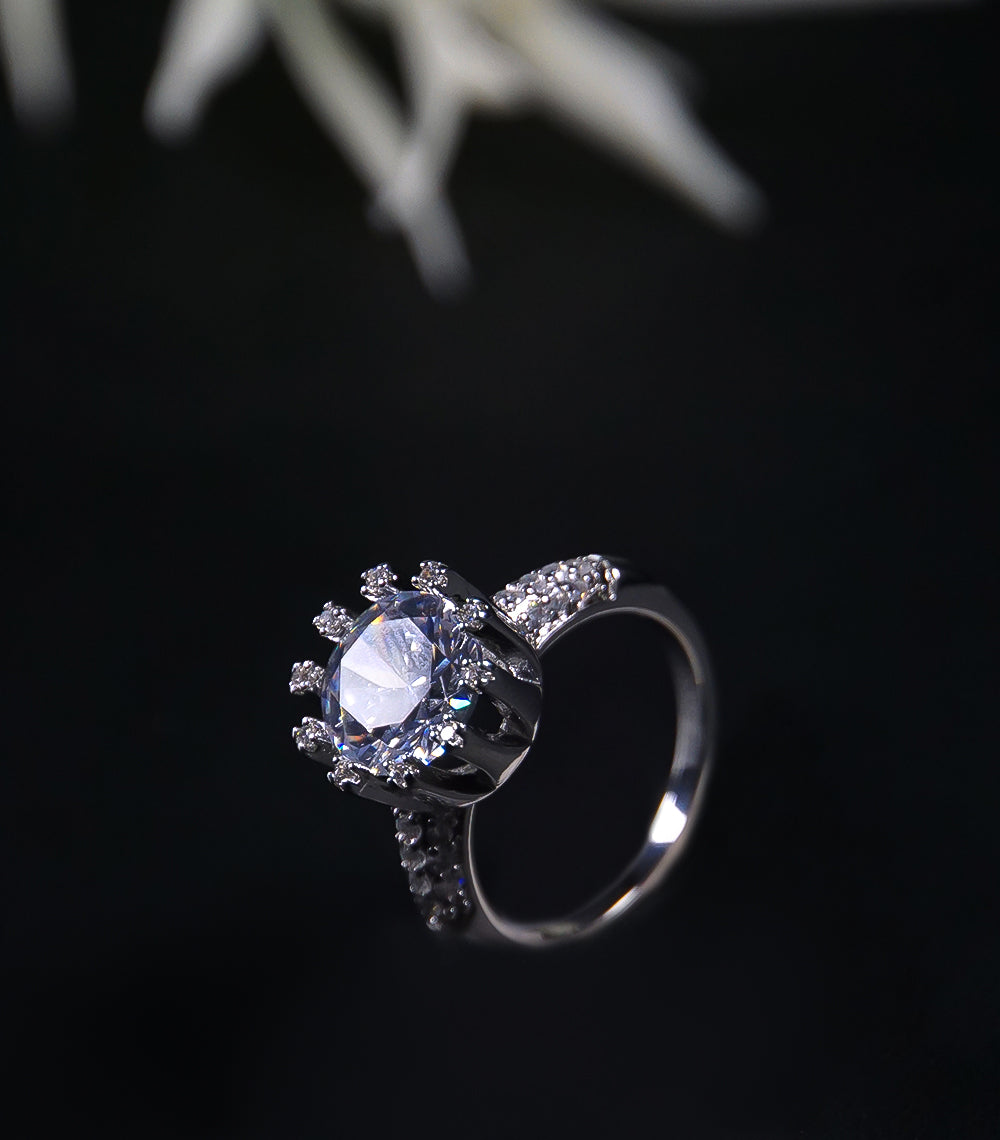 Silver Ring With White Stone