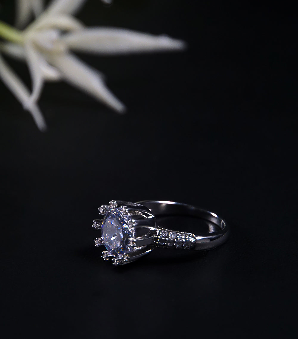 Silver Ring With White Stone