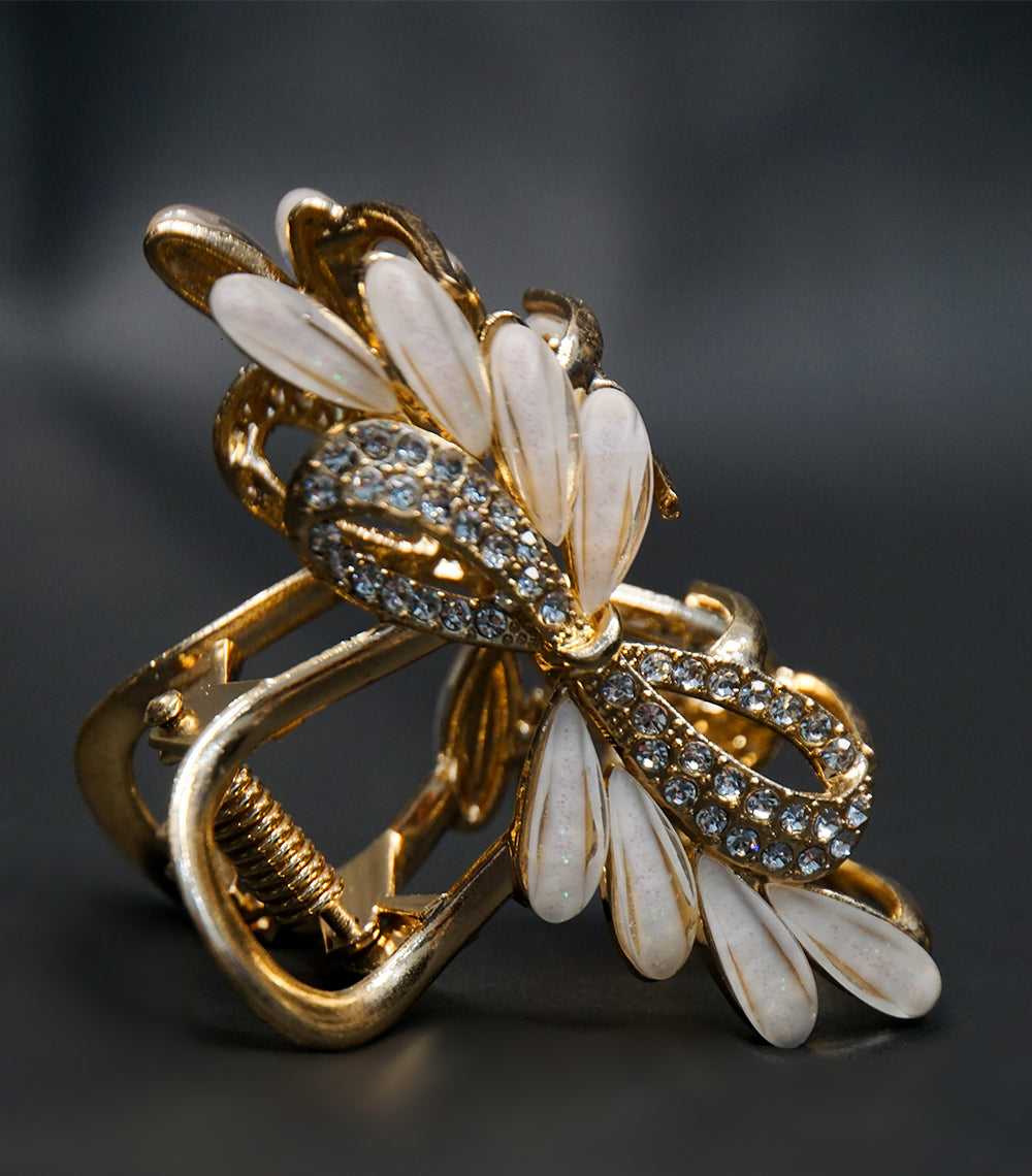 Golden Hair Catcher with White Stones