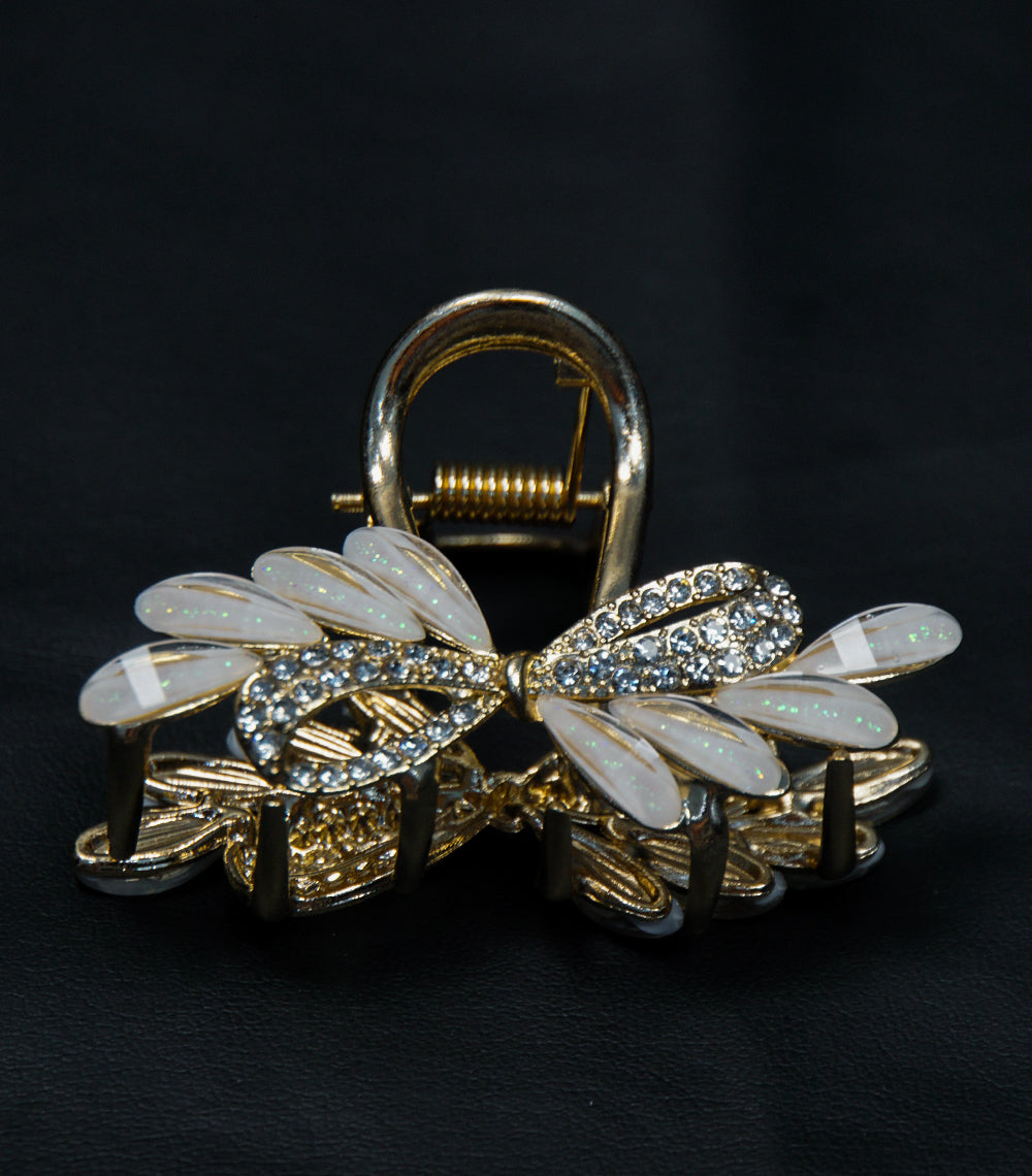 Golden Hair Catcher with White Stones