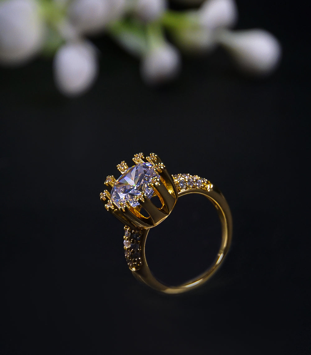 Golden Ring With White Stone