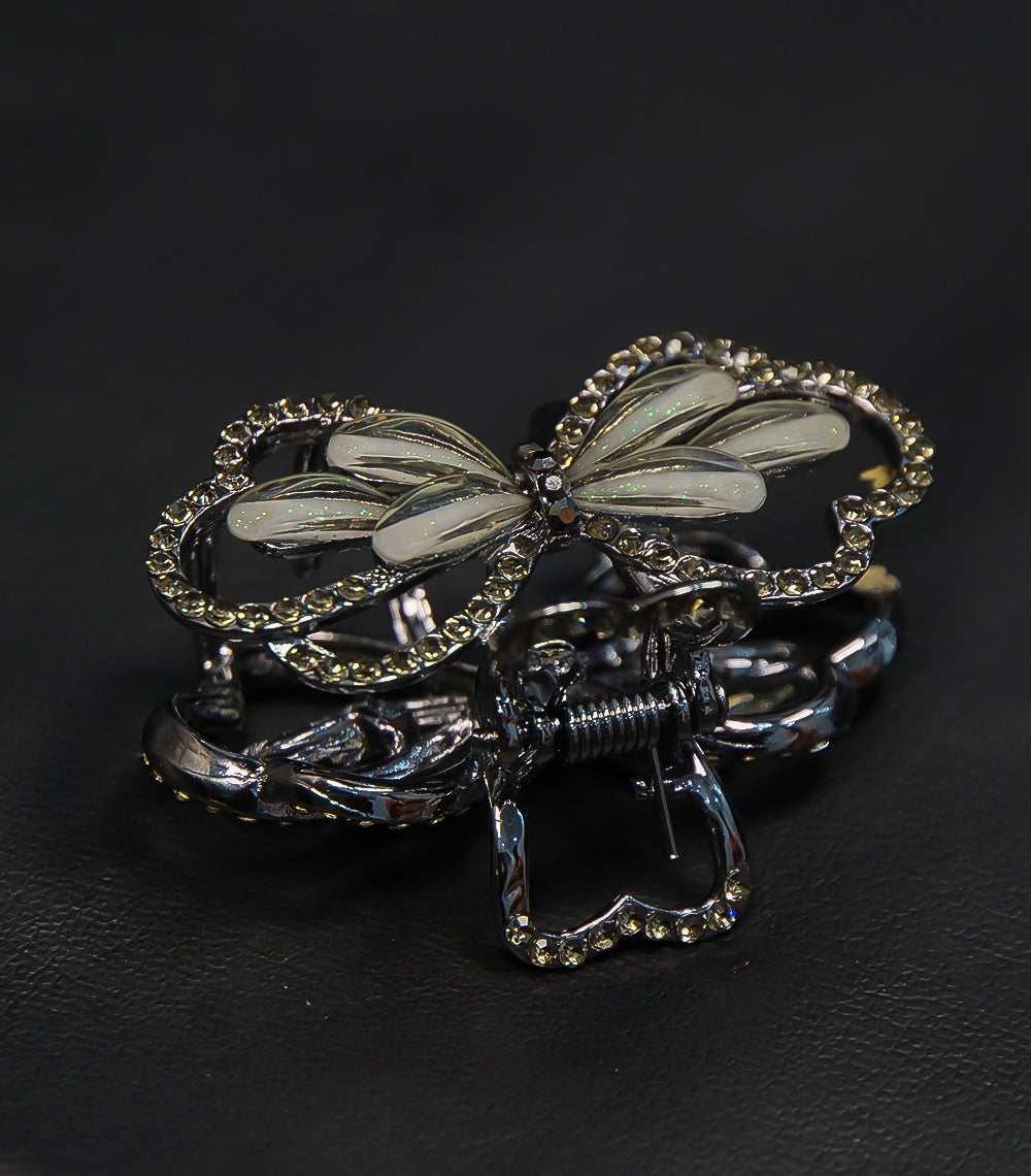 Silver Dull Catcher with White Resin Leaves