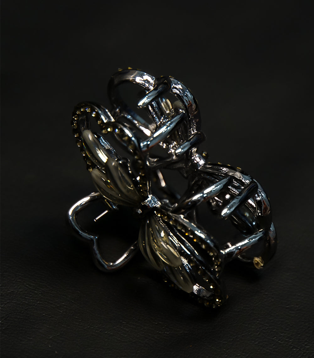 Silver Dull Catcher with White Resin Leaves