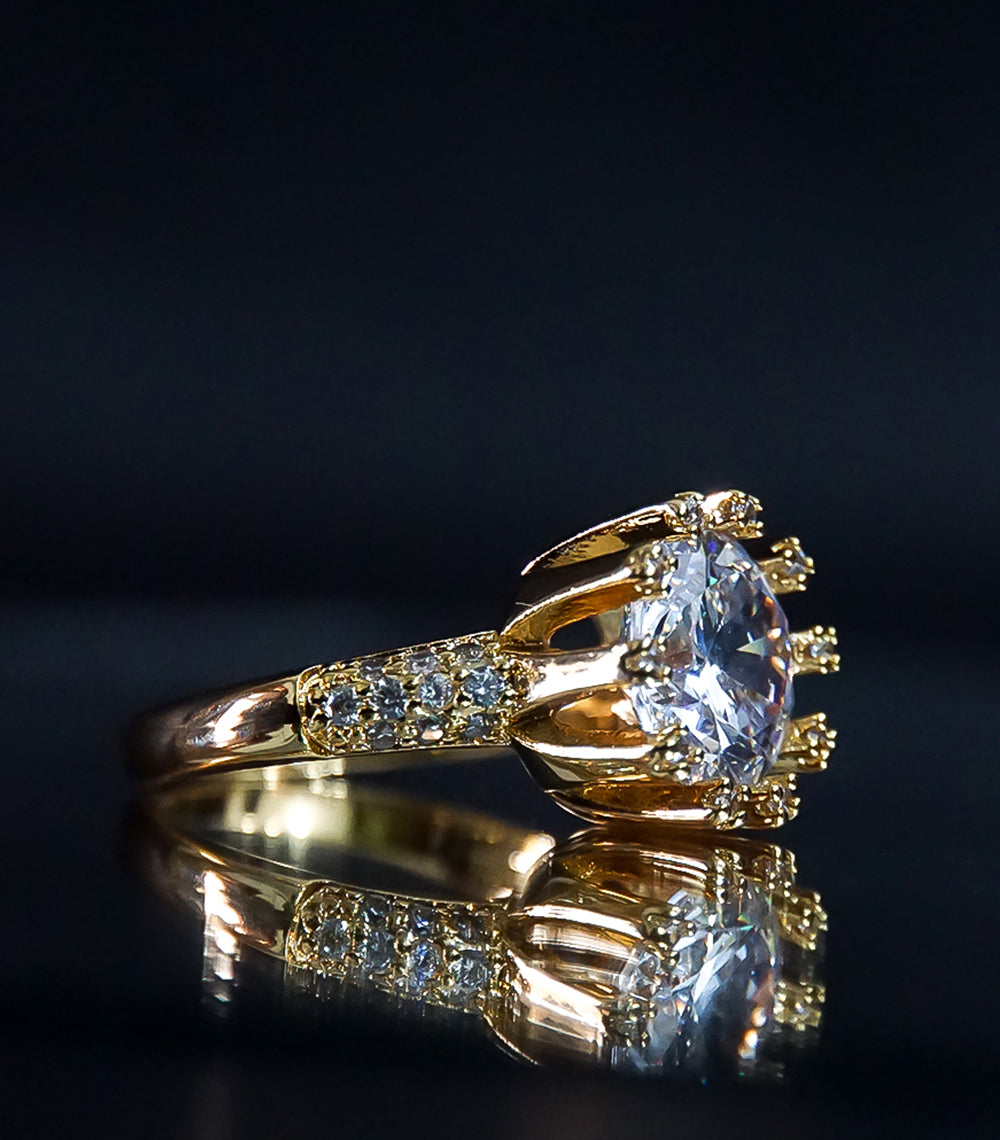 Golden Ring With White Stone