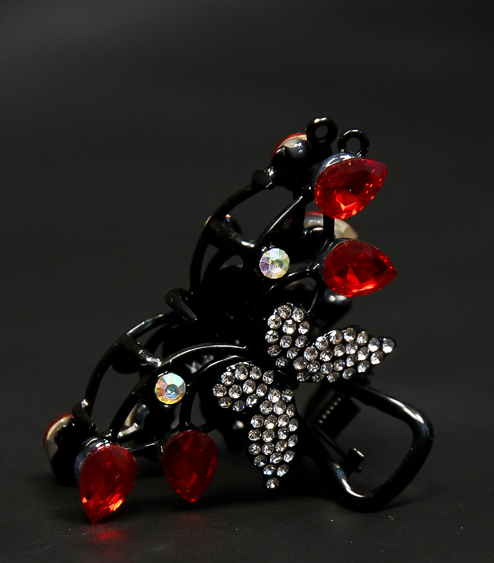 Red & Silver Stone Butterfly Hair Catcher