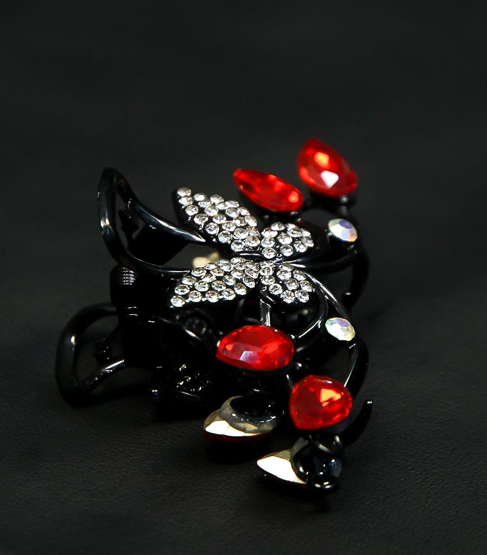 Red & Silver Stone Butterfly Hair Catcher