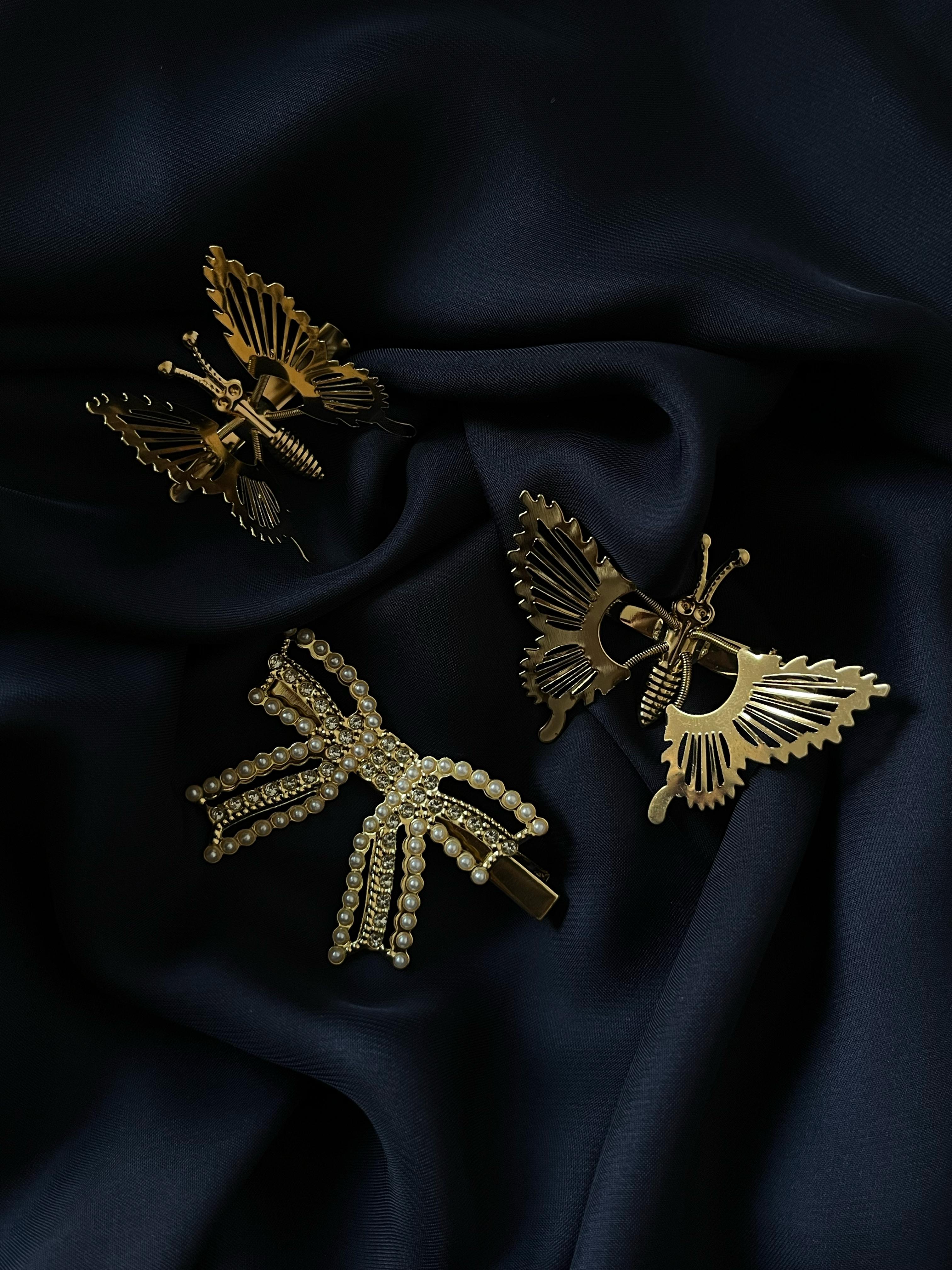 Golden Butterfly Hair Pins