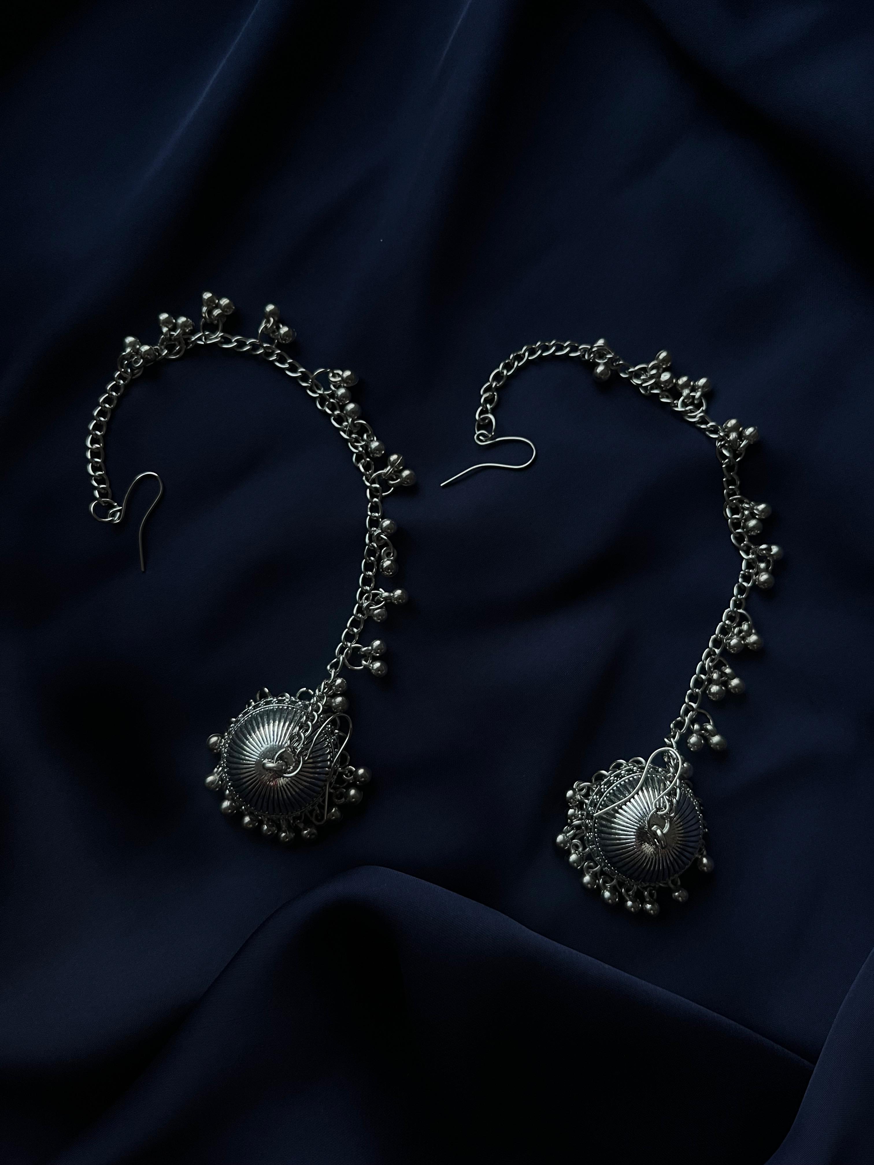 Silver Jhumka with Sahary