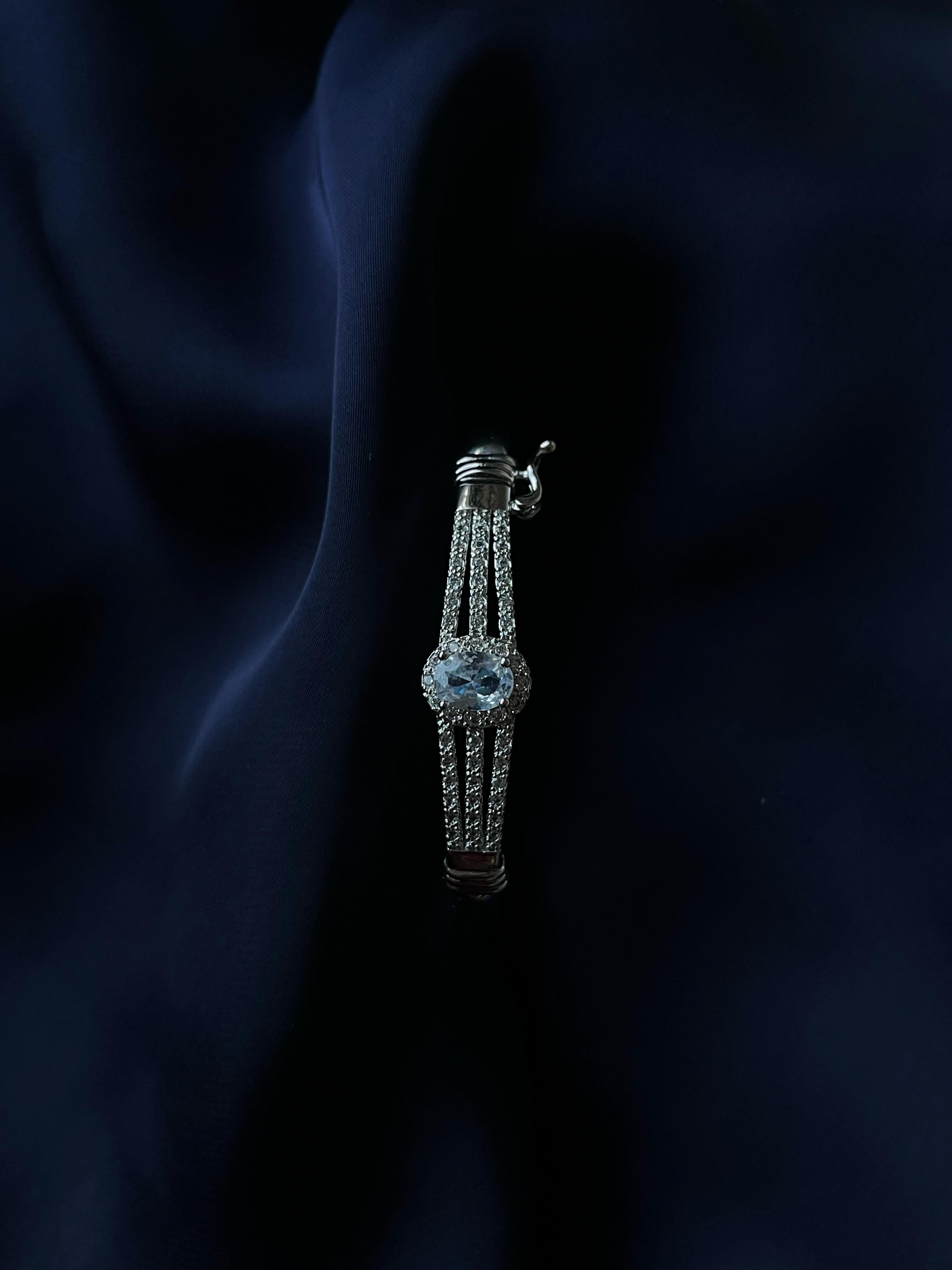 Silver Bracelet with Ring Attachment