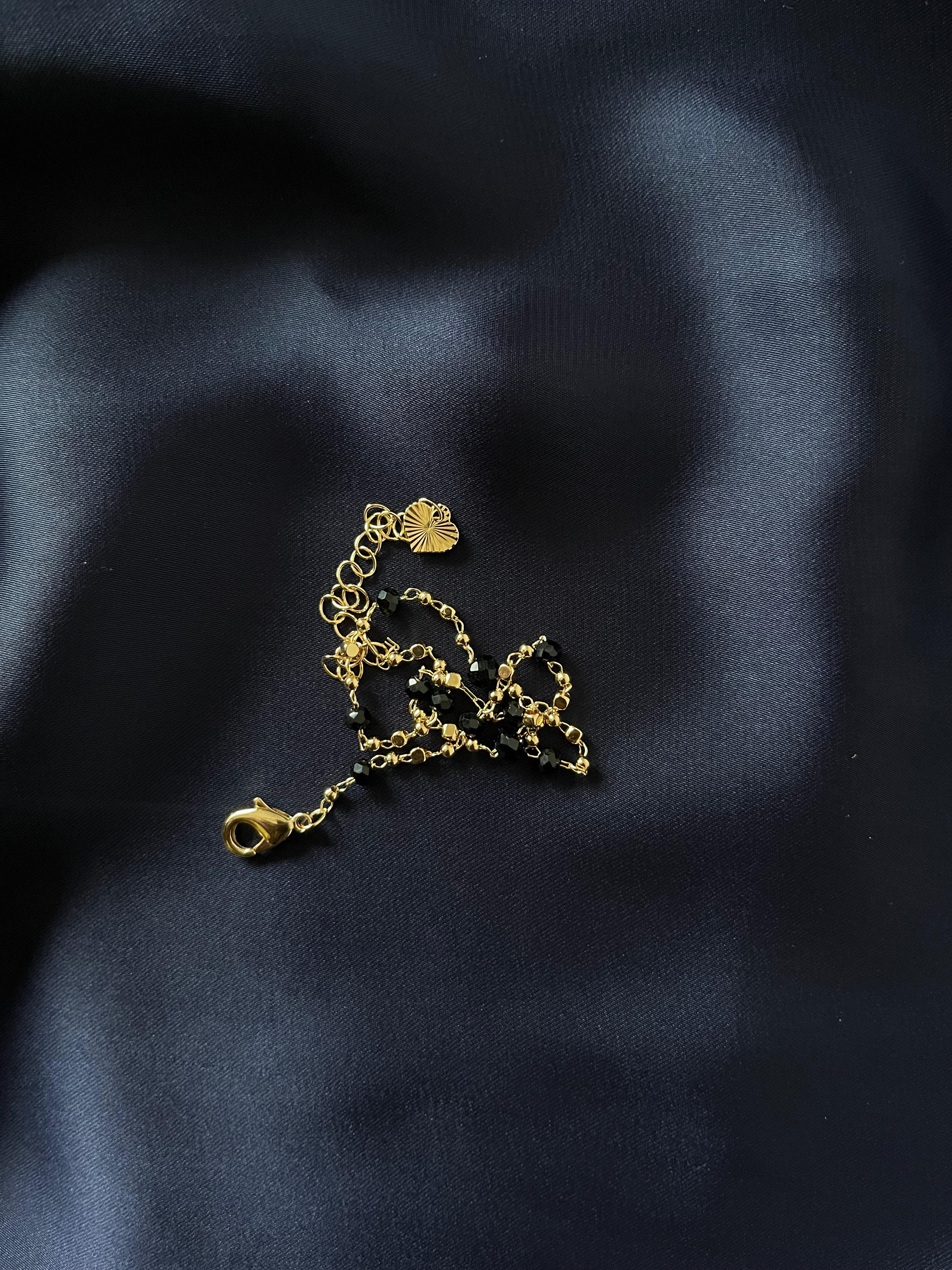 Golden Anklets with Black Pearls