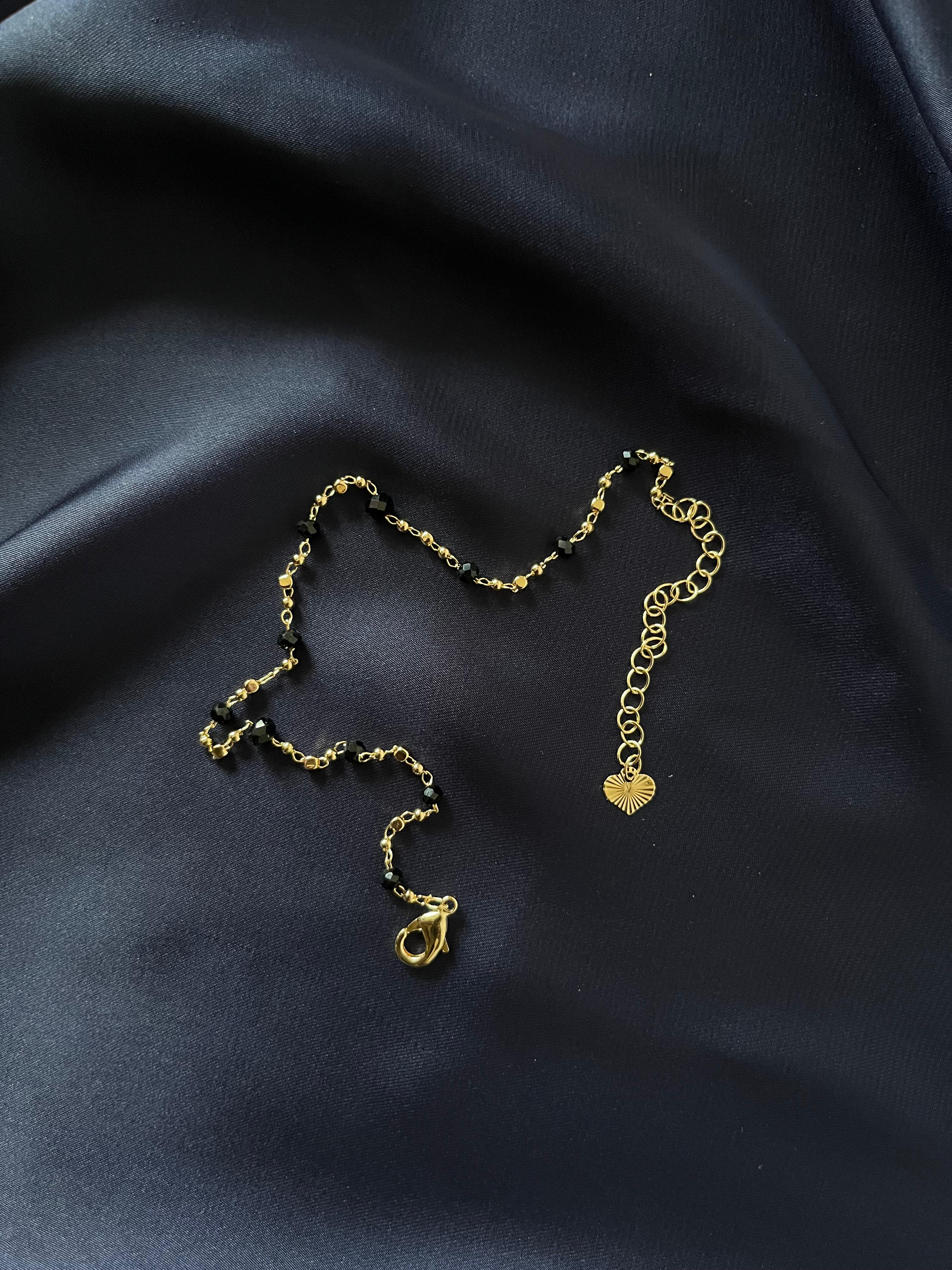 Golden Anklets with Black Pearls