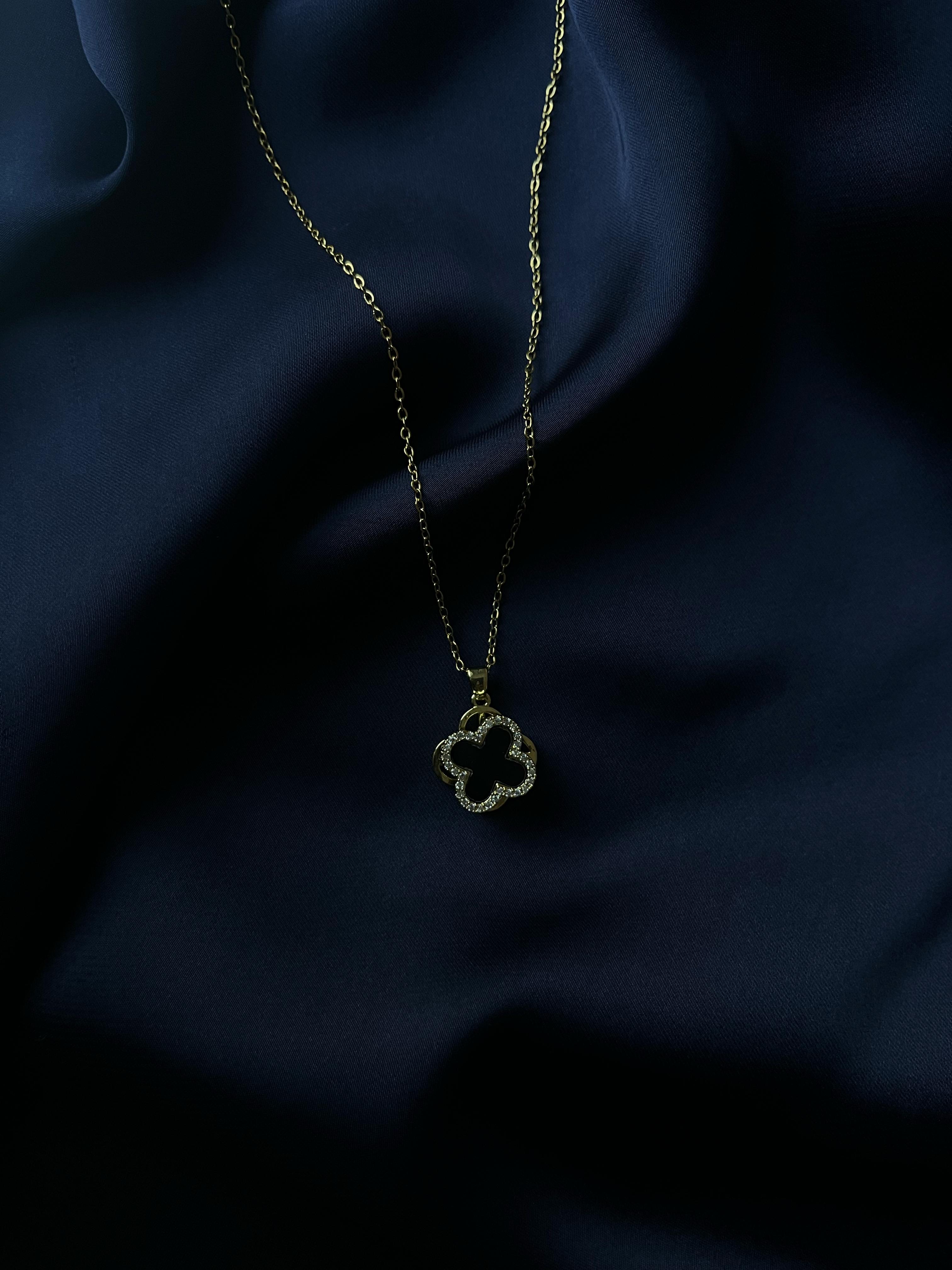 Golden Chain with Black Stone Pendant